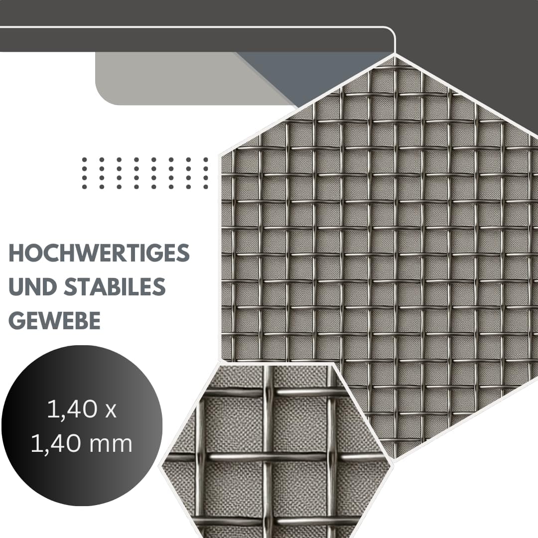 Edelstahl Gewebe Fliegengitter Edelstahl-Gewebe Fliegenschutz Edelstahlnetz Gitter 12,50 m als Rolle