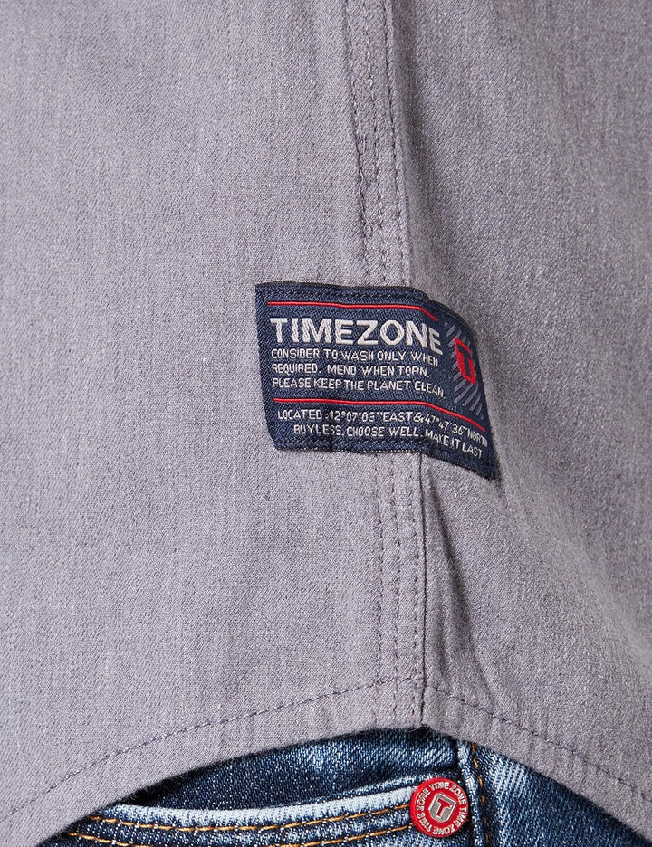 Timezone Herren Hemd L Dark Grey Melange, L Dark Grey Melange