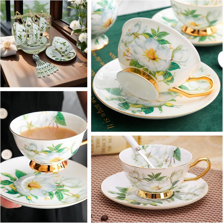 8 Stück Europäischen Blumen Tee Set,Bone China Tee Set Service Kaffee Set, 9 Optionen.Mit Geschenkbo