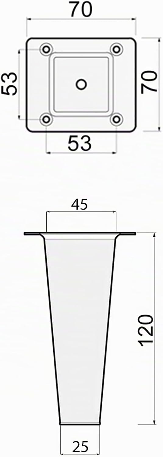 Sossai® Holz-Tischbeine - Clif Square | Öl-Finish | Höhe: 12 cm | HMF3 | eckig, konisch (gerade Ausf