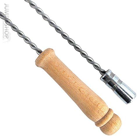 HOLZBRINK Schubstange Kesselstab FLEXIBEL Holzgriff M12 Länge 100cm + 70 mm Heizkesselbürste Kesselb
