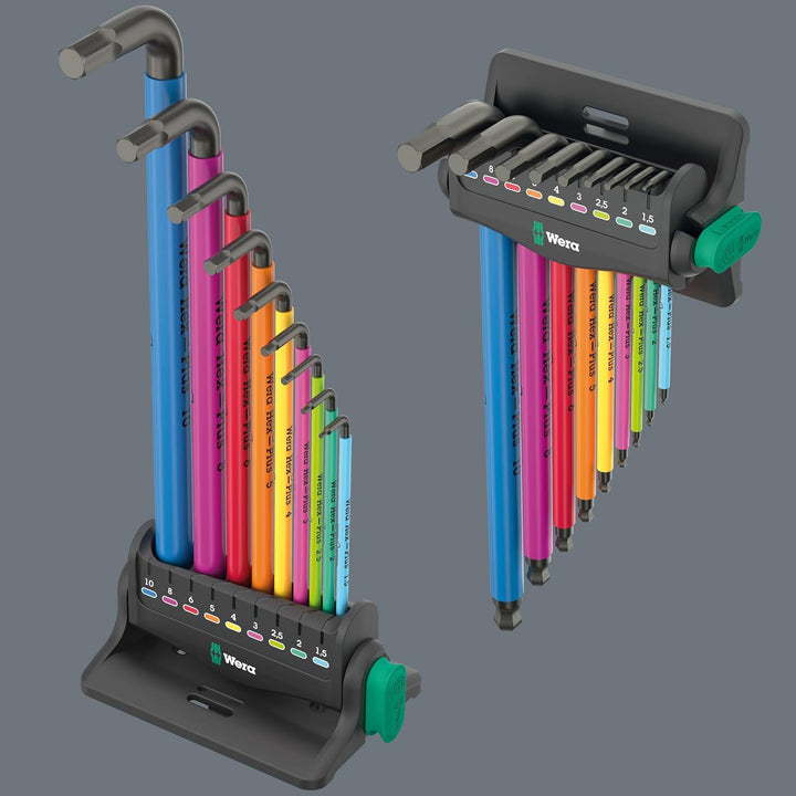 Wera 05133165001 950/9 Hex-Plus Multicolour 3 Winkelschlüsselsatz, metrisch, BlackLaser, 12-teilig