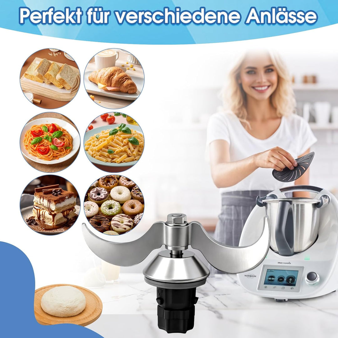 Teigmesser für Thermomix TM31,Edelstahl Knetmesser,Kein Teig-Rückstand und Schmutzkontamination,Zube
