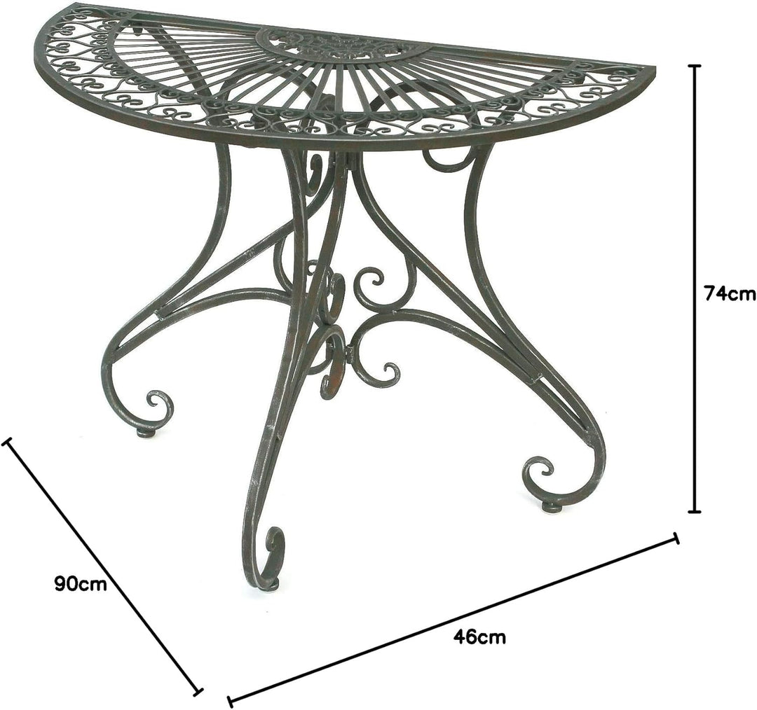 DanDiBo Tisch Halbrund Wandtisch Halbtisch 130434 Beistelltisch aus Metall 90 cm Gartentisch Konsole