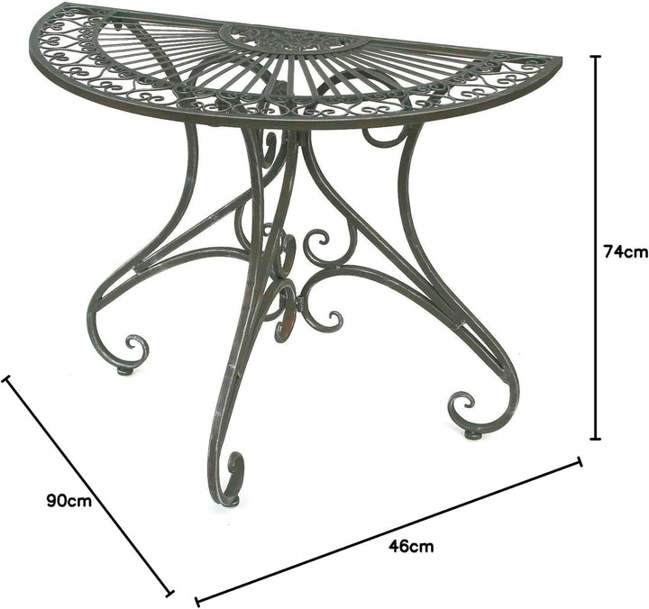 DanDiBo Tisch Halbrund Wandtisch Halbtisch 130434 Beistelltisch aus Metall 90 cm Gartentisch Konsole