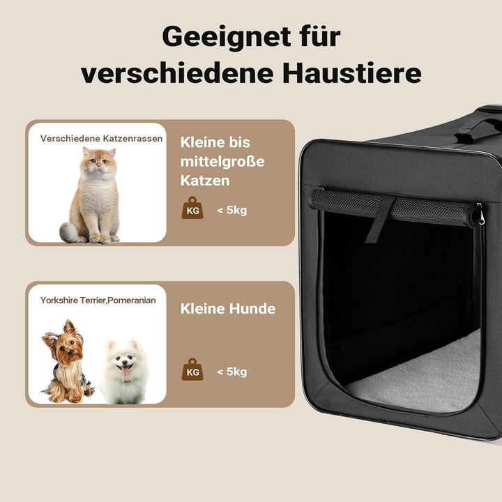 Fudajo Faltbare Transportbox für Hunde, Katzen S (42x36x41 cm), robust, leicht, sicher, Hundebox mit