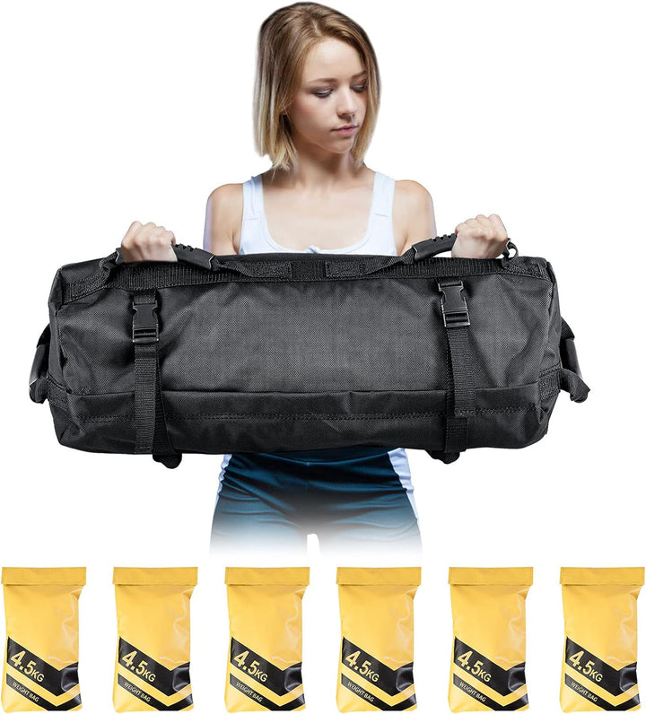GOPLUS Gewichtssandsäcke Einstellbar, Trainingssandsack inkl. 6 x 4,5 kg Sandsack 6 Gummigriffe und