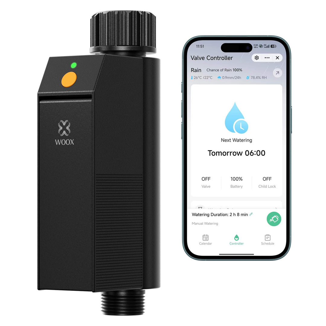 WOOX Smart WLAN Bewässerungscomputer, Kein Hub Erforderlich 2,4GHz Bewässerungsuhr, App/Sprachsteuer