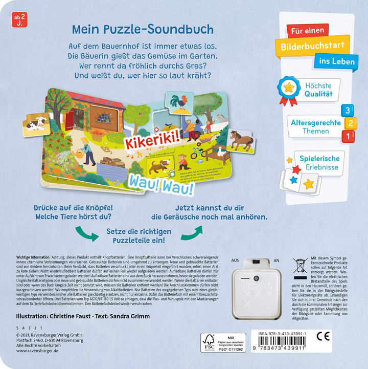 Hör hin, spiel mit! Mein Puzzle-Soundbuch: Bauernhof, Pappband