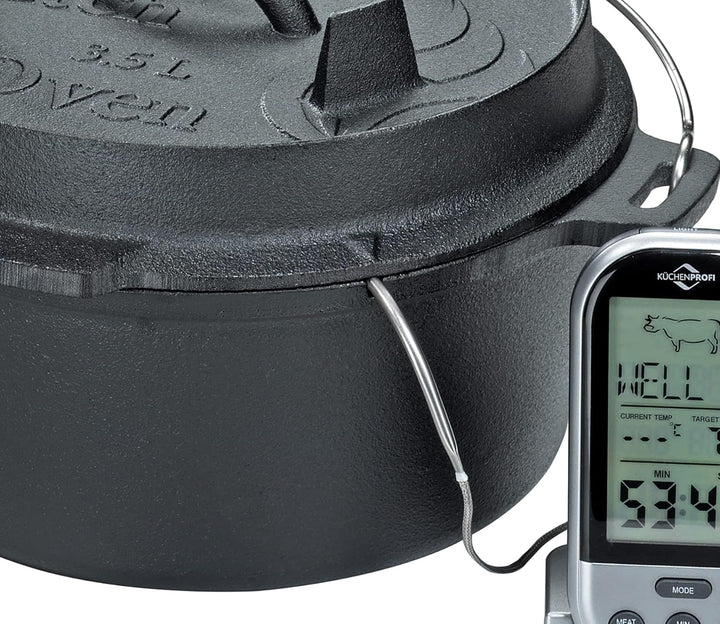 Küchenprofi BBQ Dutch Oven Gusseisen, 3,5L, Ø 24 cm, ohne Füsse, fertig eingebrannter, gusseiserner
