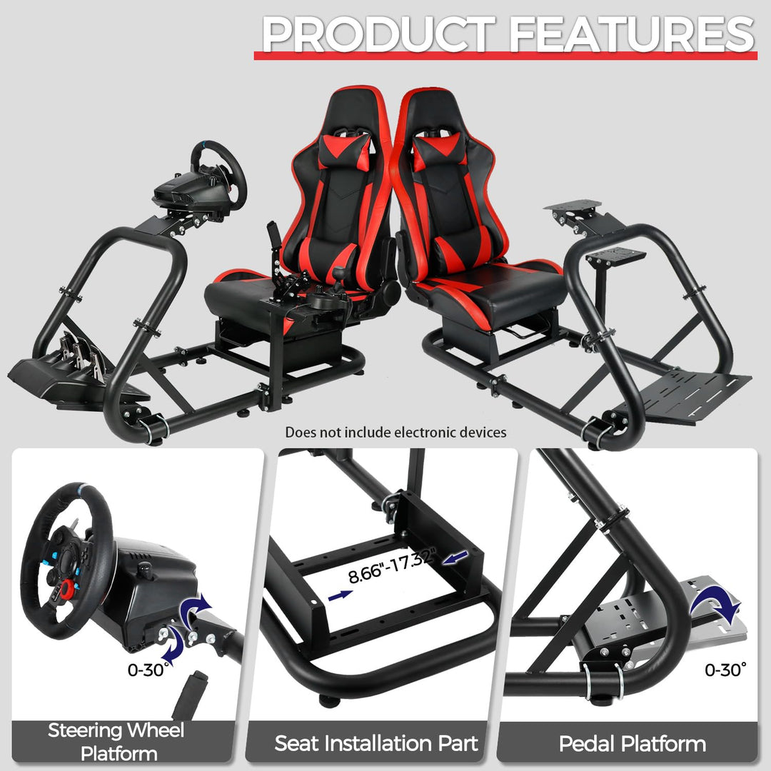 Minneer Racing Simulator Cockpit Rennsimulator Cockpit Lenkradständer mit Rennsitz passend für Logit