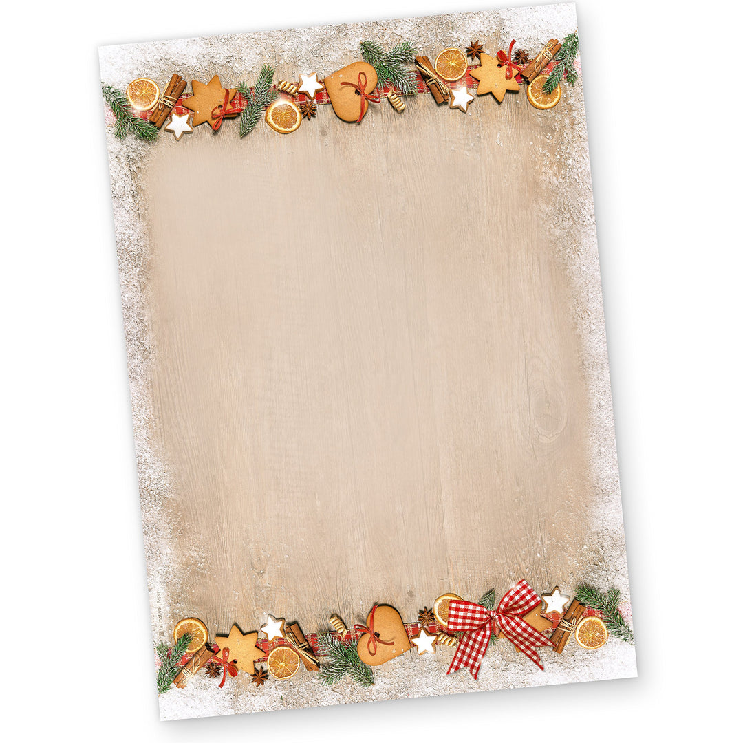 Briefpapier Weihnachten LANDIDYLLE (500 Blatt) Weihnachtsbriefpapier A4 Holz Landhaus Stil urig schö