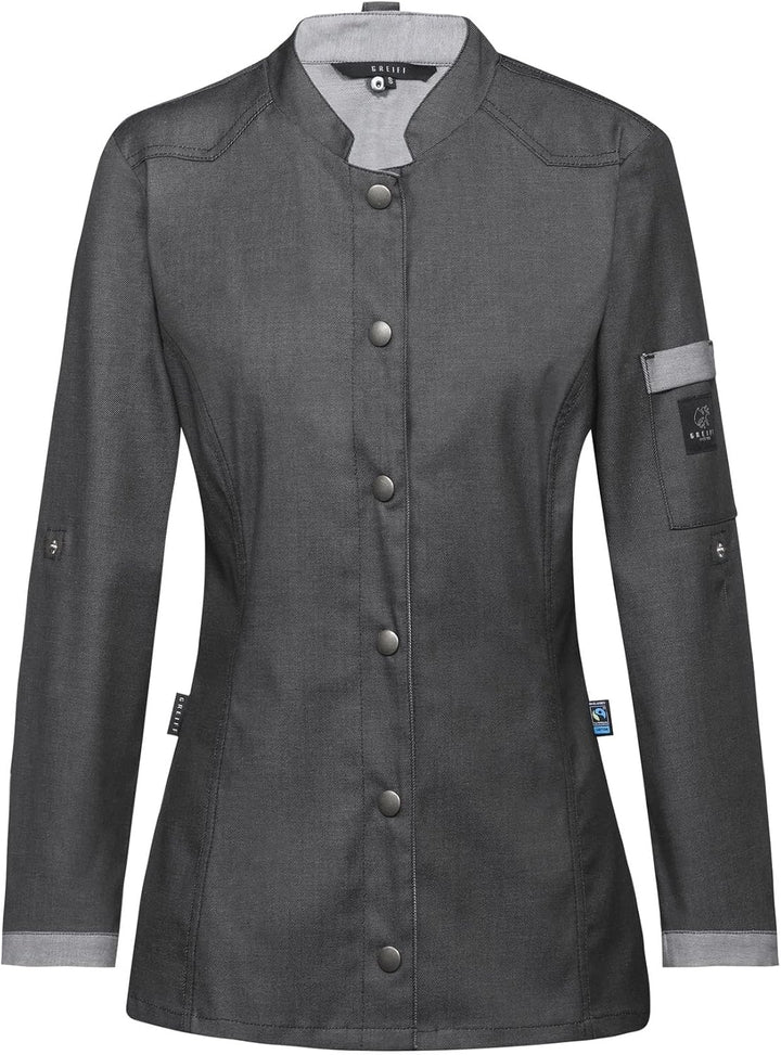 Gastro Moda Cuisine Damen Kochjacke Bikerstyle Regular, Grau XS