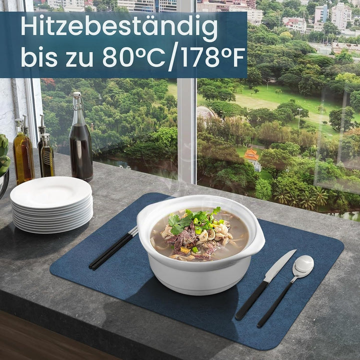 Platzsets 6er Set, rutschfest Abwaschbar Tischsets,Doppelseitigen Kunstleder Platzdeckchen, Hitzebes