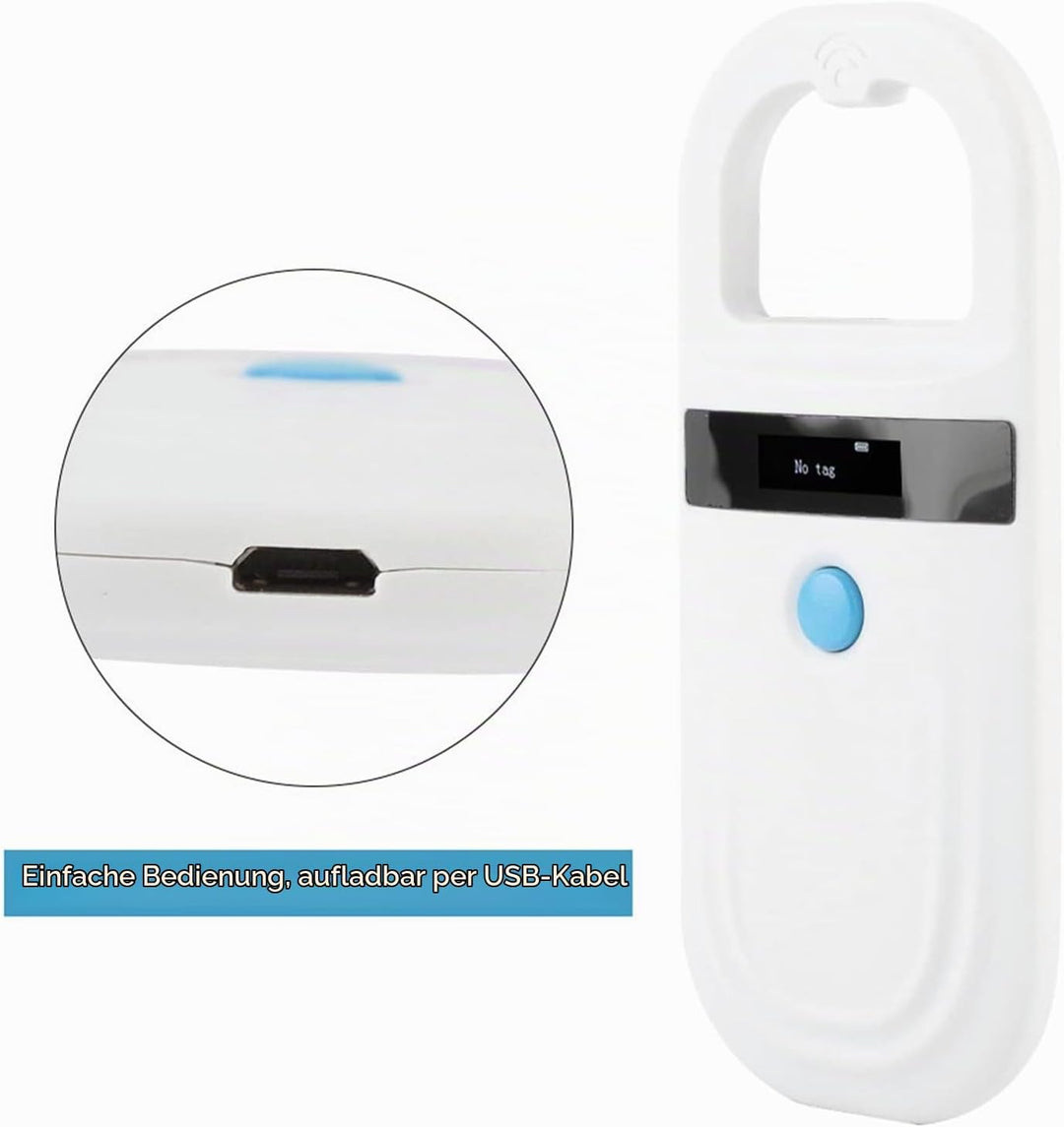 Honiwu Haustier-Mikrochip Scanner, 134,2Khz/125Khz Tier Chip Reader, Haustier-Leser, Wiederaufladbar