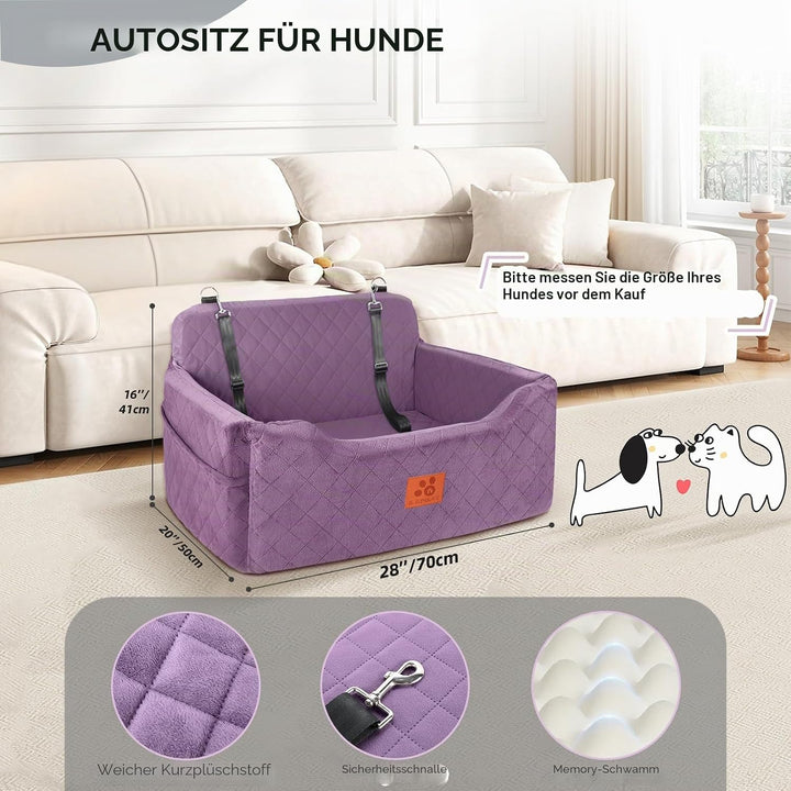 Hunde Autositz für mittlere/grosse Hunde, Hundesitz für Hunde unter 22Kg oder 2 kleine, Abnehmbarer