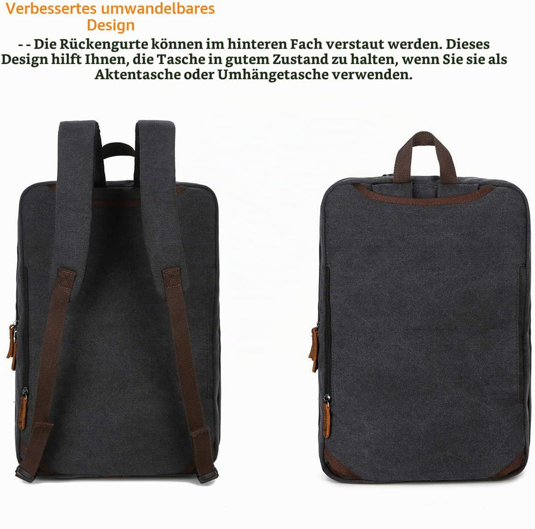 Baosha 3 in 1 Cabrio Leinwand Leder Handtasche Laptop Rucksack Aktentasche Passt 15.6 17.3 Zoll Lapt