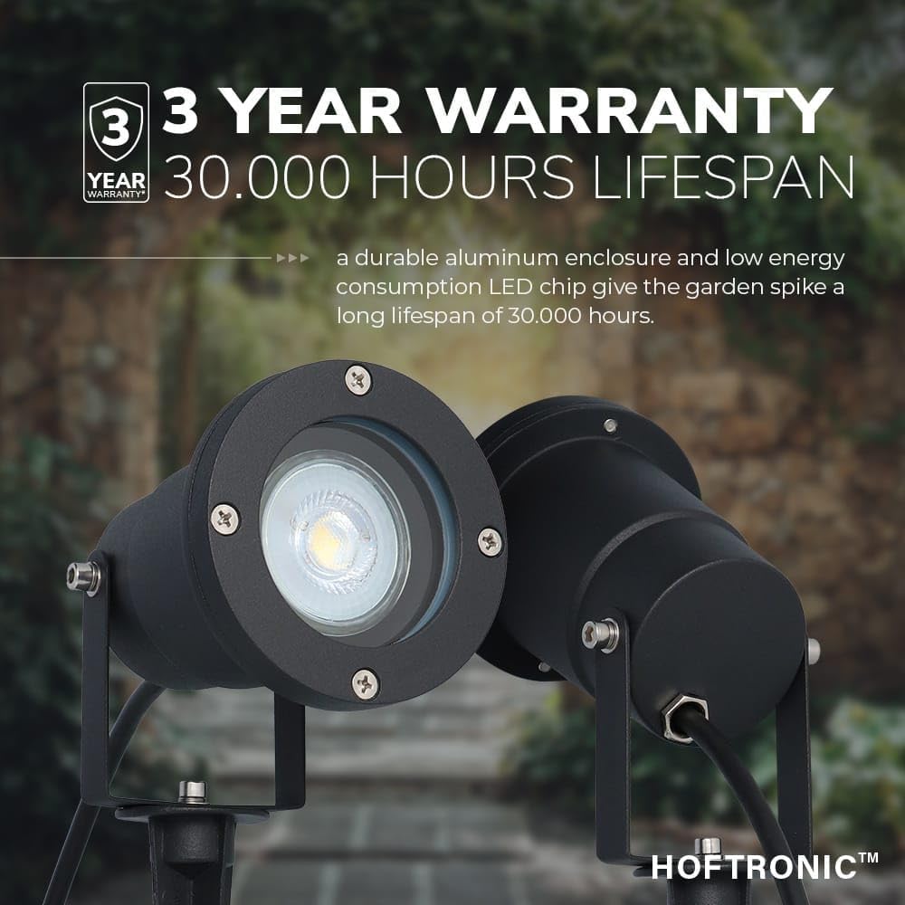 HOFTRONIC - 6er Syndey XL LED Gartenstrahler mit Erdspiess für aussen - GU10 4000K Neutralweiss - 4
