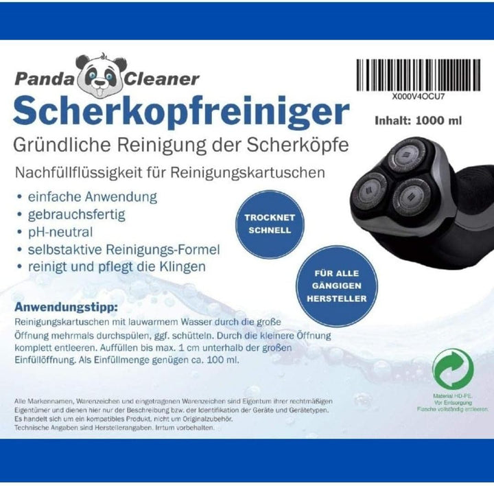 PandaCleaner Scherkopfreiniger 2.0 3er-Set 3000ml - Nachfüllflüssigkeit für Reinigungskartuschen | D