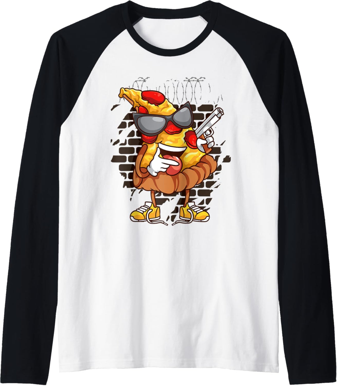 Hip Hop Pizza Gangster Food Hustle Hard Gun Rap Entrepreneur Raglan