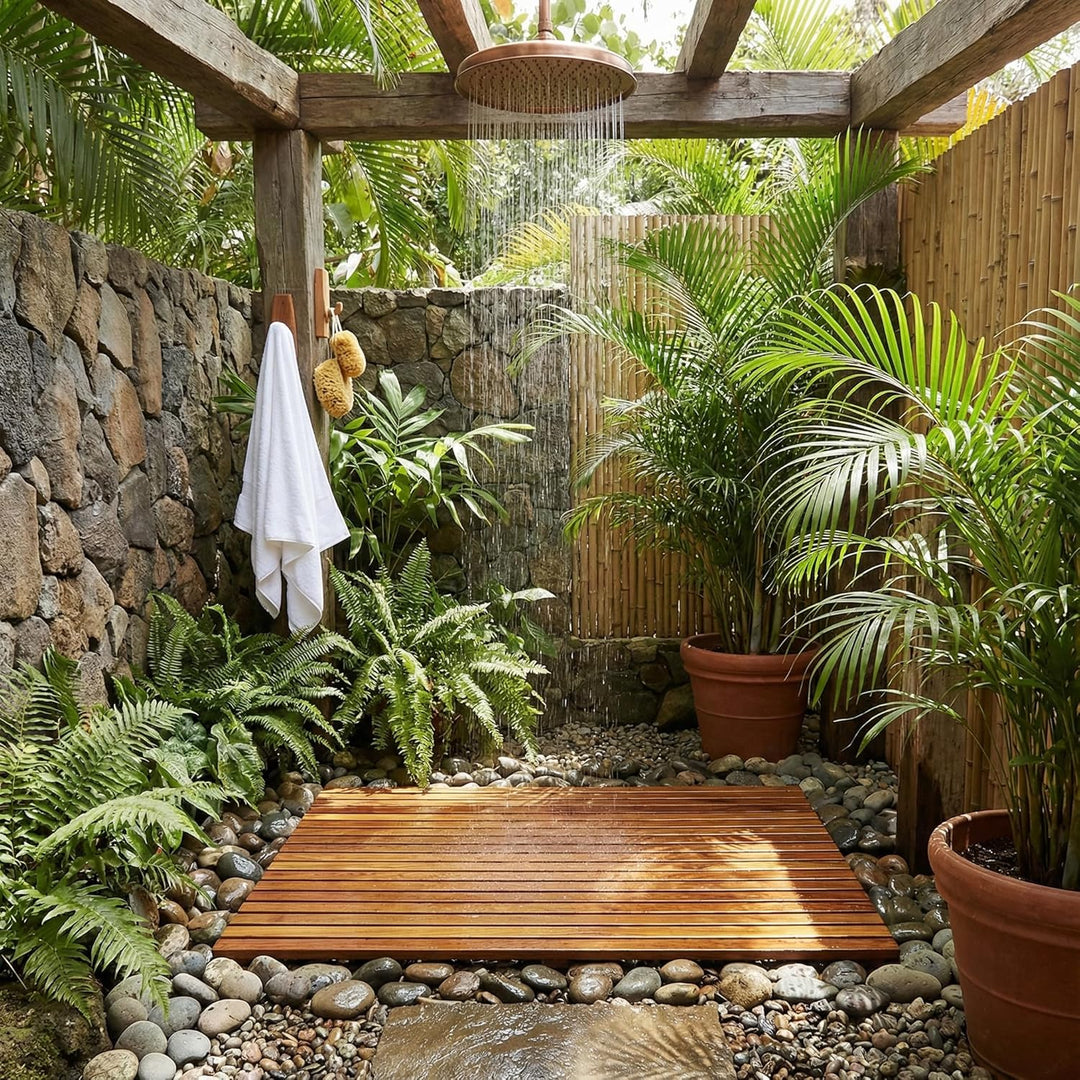 Bare Decor Zen Shower Spa, Fussmatte aus massivem Teakholz und geöltem Finish, braun (Teak), 31.5" W