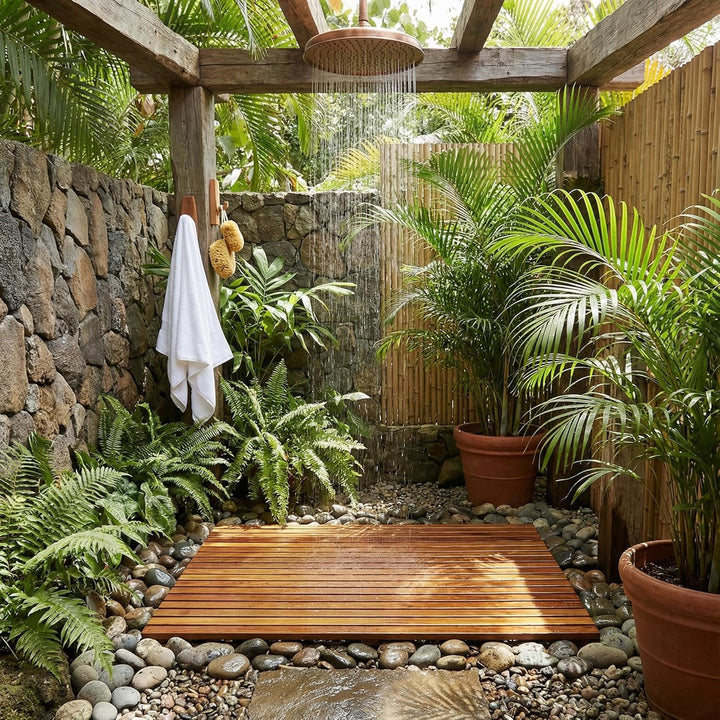 Bare Decor Zen Shower Spa, Fussmatte aus massivem Teakholz und geöltem Finish, braun (Teak), 31.5" W