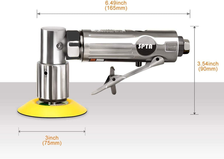 SPTA 80mm Winkelschleifer Mini Druckluft Exzenterschleifer Klett-Schleifteller im Lieferumfang Mit 1