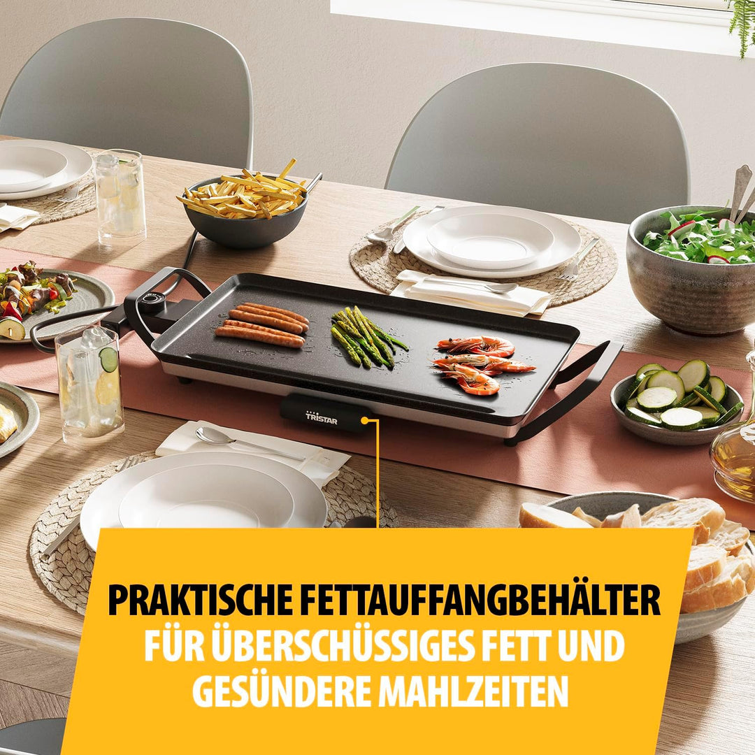 Tristar Tischgrill Slim M – Grosszügige Backfläche von 46 x 26 cm – Antihaftbeschichtung – Abnehmbar