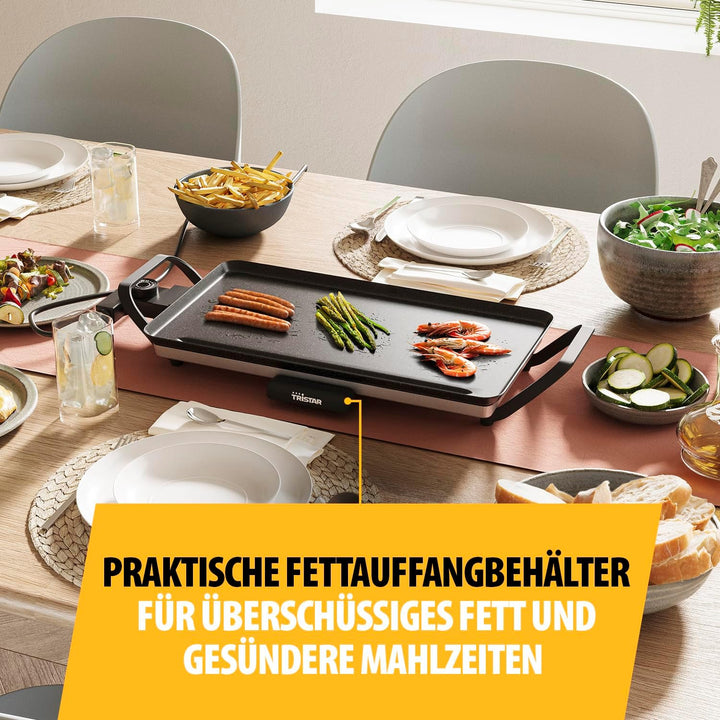 Tristar Tischgrill Slim M – Grosszügige Backfläche von 46 x 26 cm – Antihaftbeschichtung – Abnehmbar