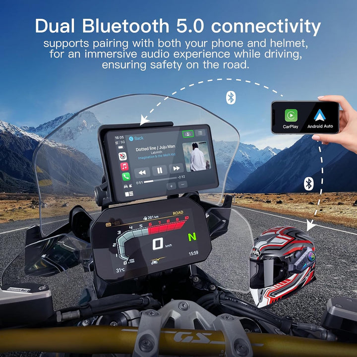 CARabc DB601 Premium 6 Zoll Touchscreen Display für BMW Motorräder mit Kabellosem CarPlay &amp; Android