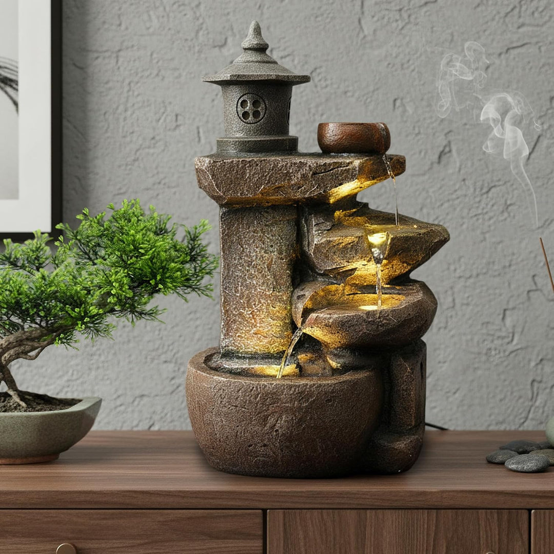 Springbrunnen BK851 Wasserfall mit Beleuchtung Gartenbrunnen Zimmerbrunnen Kaskade Brunnen Terrassen