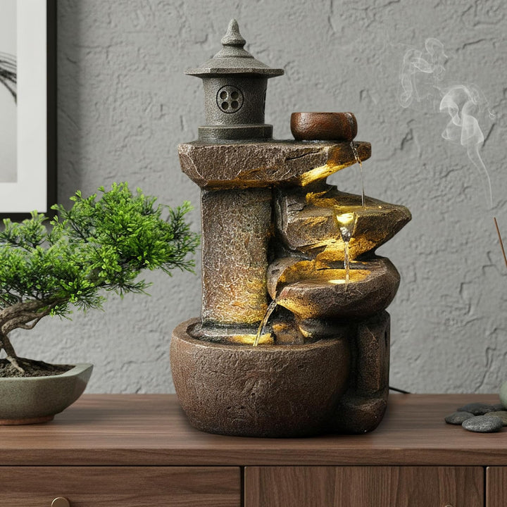 Springbrunnen BK851 Wasserfall mit Beleuchtung Gartenbrunnen Zimmerbrunnen Kaskade Brunnen Terrassen