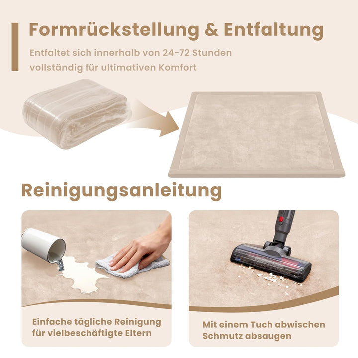 ACOMOPACK Baby Krabbelmatte 127x127x3.5cm Dicke Spielmatte mit Schaumfüllung Rutschfester Unterseite