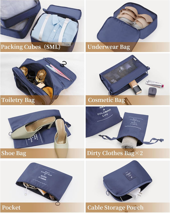 Anjing koffer Organizer 11-teilig, Packing Cubes, leichte Reisegepäck-Organizer, platzsparend, wasse