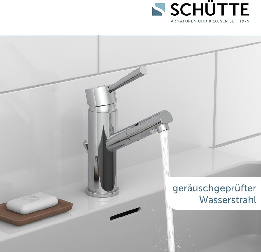 Schütte Waschtischarmatur Cornwall, Badarmatur, Wasserhahn für das Bad, Einhebelmischer mit Ablaufga