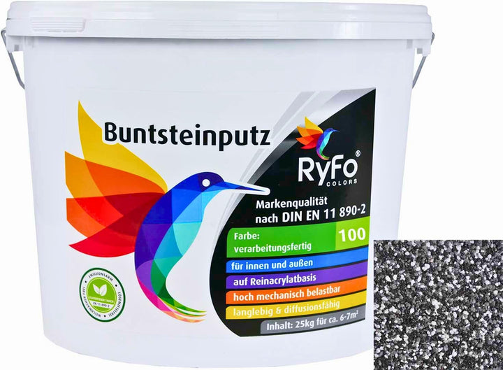 RyFo Colors Buntsteinputz Classic Line 100 schwarz/grau/weiss 25kg - weitere Farbtöne und Grössen wä