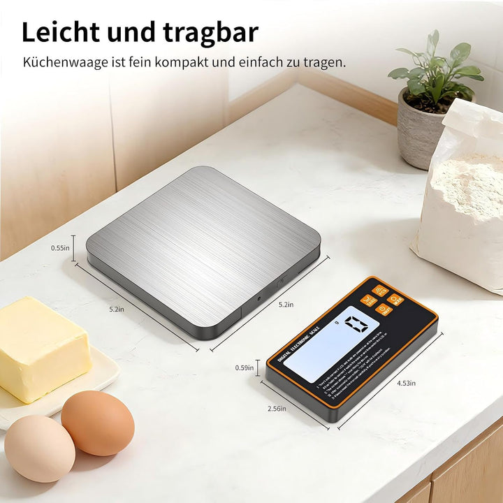 Küchenwaage Digital, 15kg/1g mit Abnehmbarem Display, Kleines Aufgeteiltes Design Küchenwaage, Edels