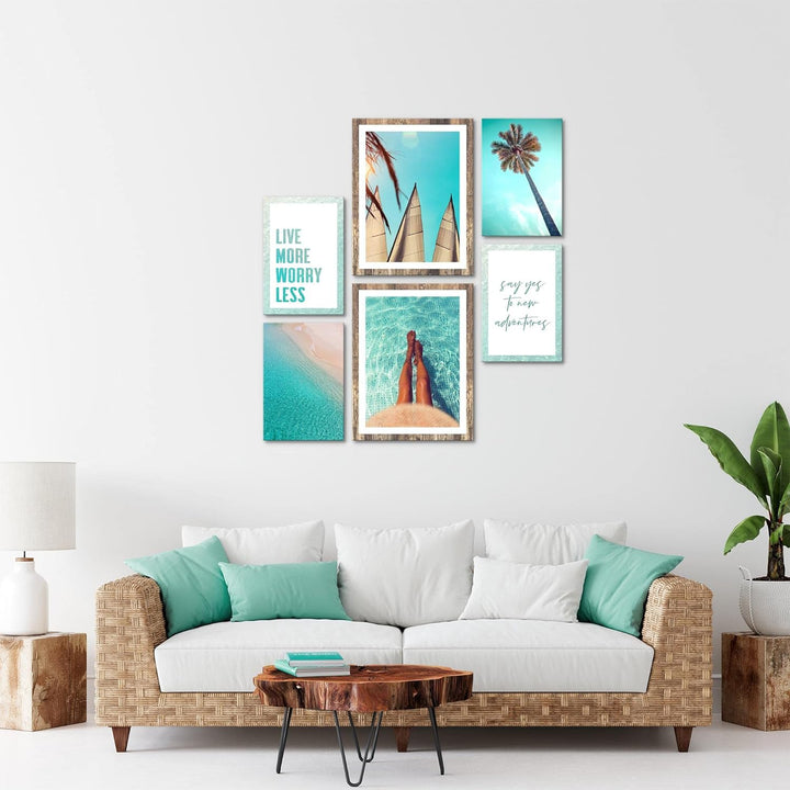 Novart Bilder Set - AUFHÄNGFERTIG - KEIN EXTRA RAHMEN BENÖTIGT - Karibik Modern Traumstrand - Wohnzi