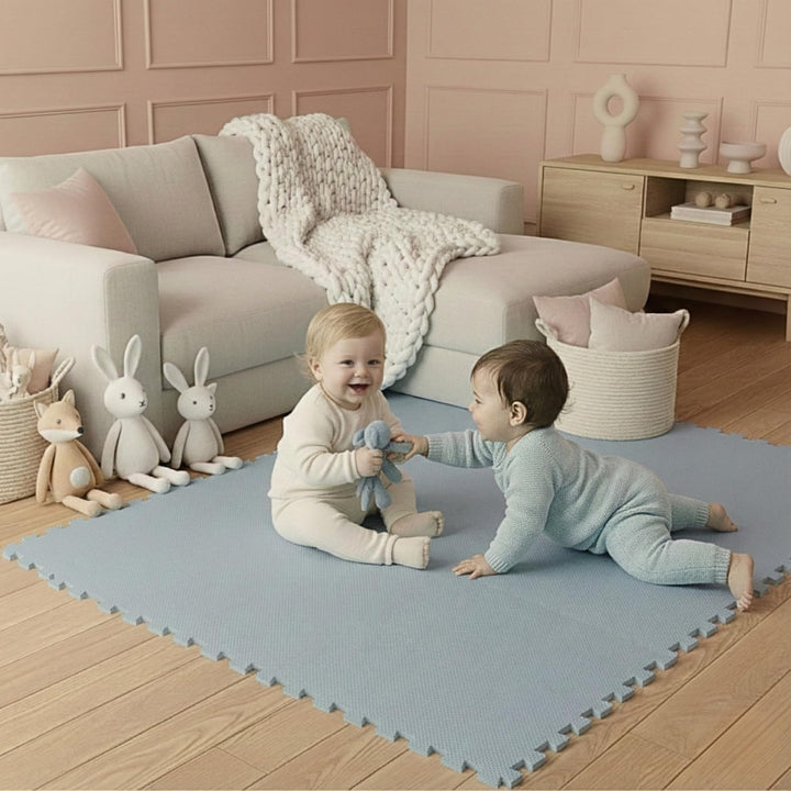 LittleTom Puzzlematte Baby Spielmatte 18 Matten Blau - 30x30 cm Krabbelmatte Bodenmatte Kinder - Puz