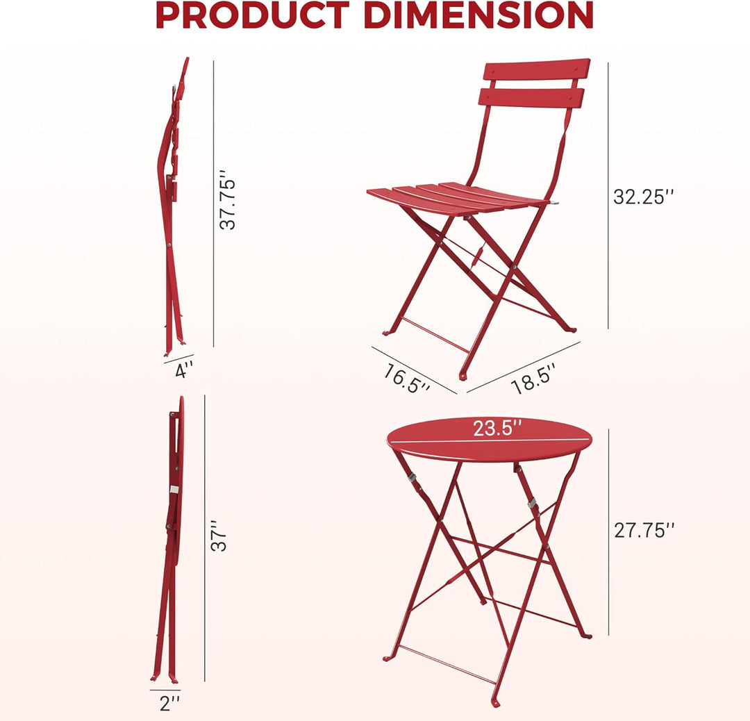 Grand patio Bistro Set 3 Stück, Gartenmöbel Set, Sitzgruppe 2 Stühle und 1 Tisch, Premium Stahl, Kla