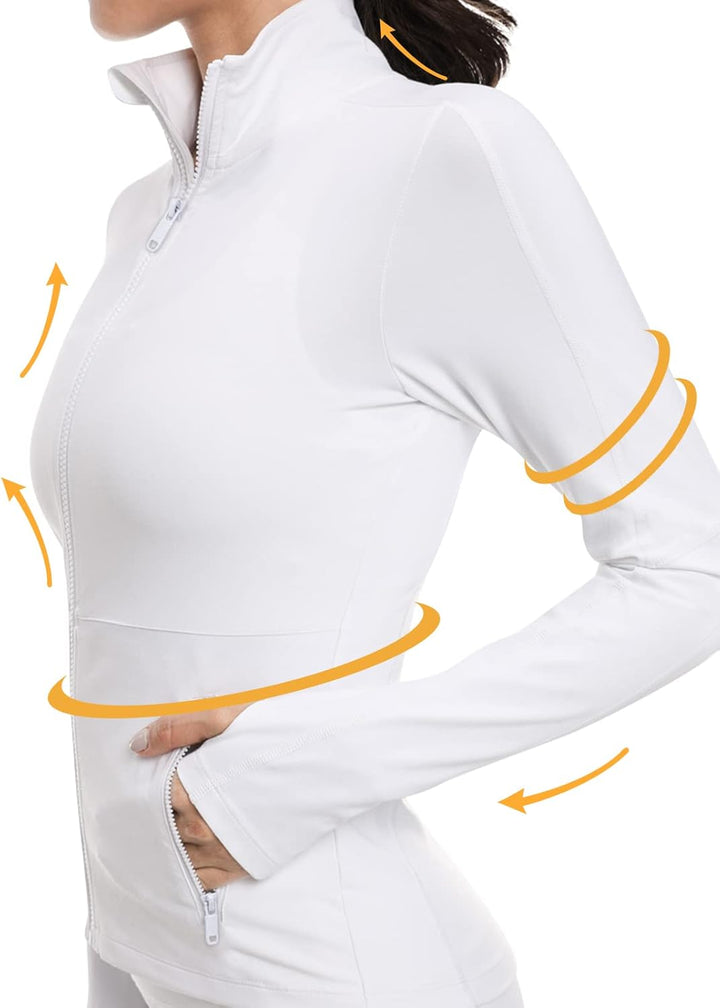 VUTRU Damen Laufjacke Hoher Kragen Leicht Sportjacke Langarm Yoga Shirt Fitness Jacke Atmungsaktive