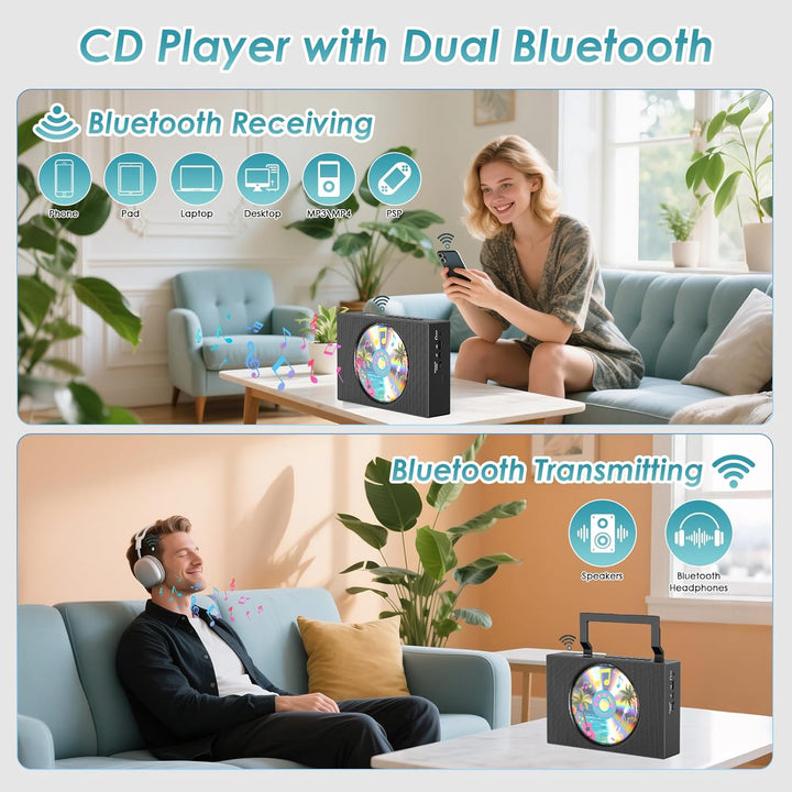 Gueray Radio mit CD Player Tragbar CD-Player Kinder Discman mit Bluetooth Lautsprecher Anzeige Unter