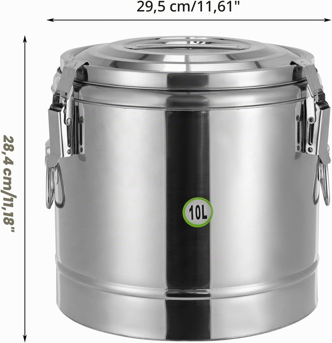 Thermo-Suppenbehälter aus Edelstahl 304, 10 l, starke Isolierung, 12 Stunden, warm oder kalt, Lebens