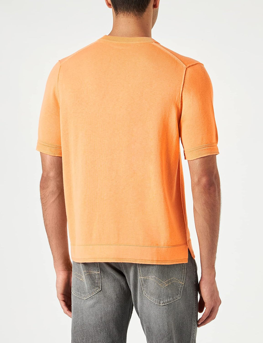 BOSS Herren Alinus Kurzarm-Pullover aus Baumwoll-Mix mit Kaschmir L Light/Pastel Orange833, L Light/