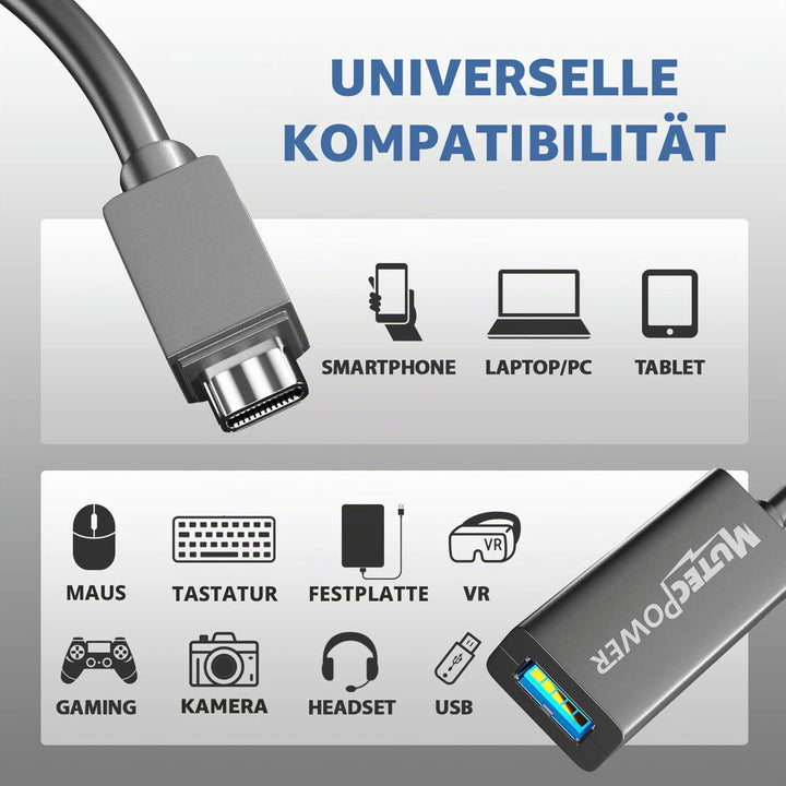 MutecPower 10m USB C auf USB A Adapter Kabel OTG USB 3.0 typ C männlich zu Aktiv USB typ A weiblich