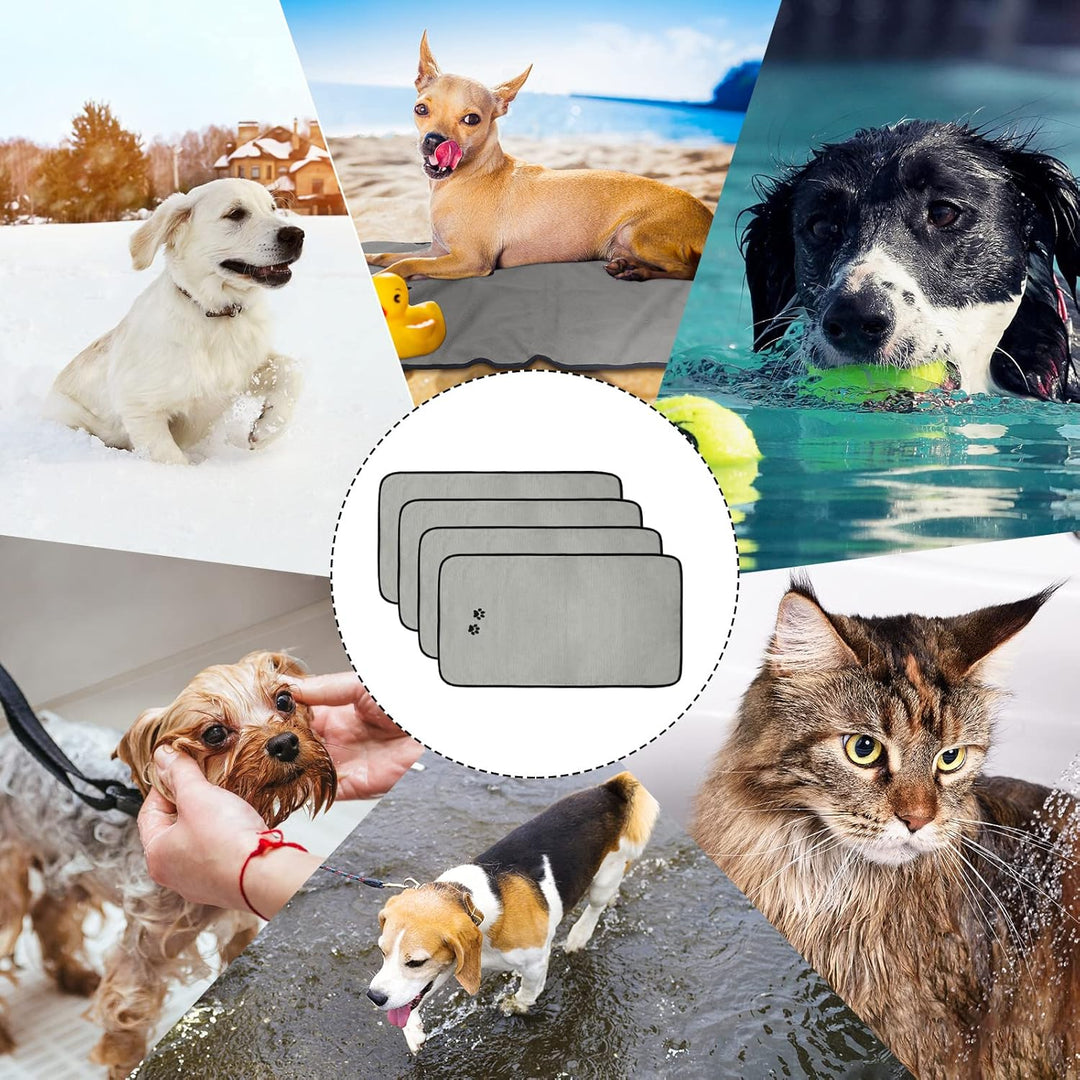 Irenare 4er Pack Hunde Handtuch Hunde Mikrofaser Handtücher Weich Saugfähig Haustier Badetuch Hunde