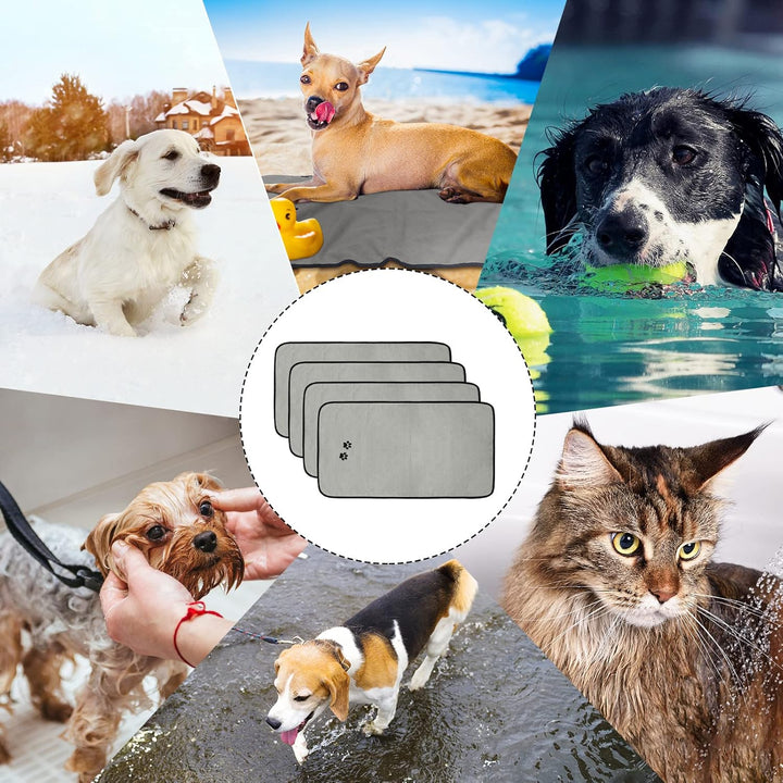 Irenare 4er Pack Hunde Handtuch Hunde Mikrofaser Handtücher Weich Saugfähig Haustier Badetuch Hunde