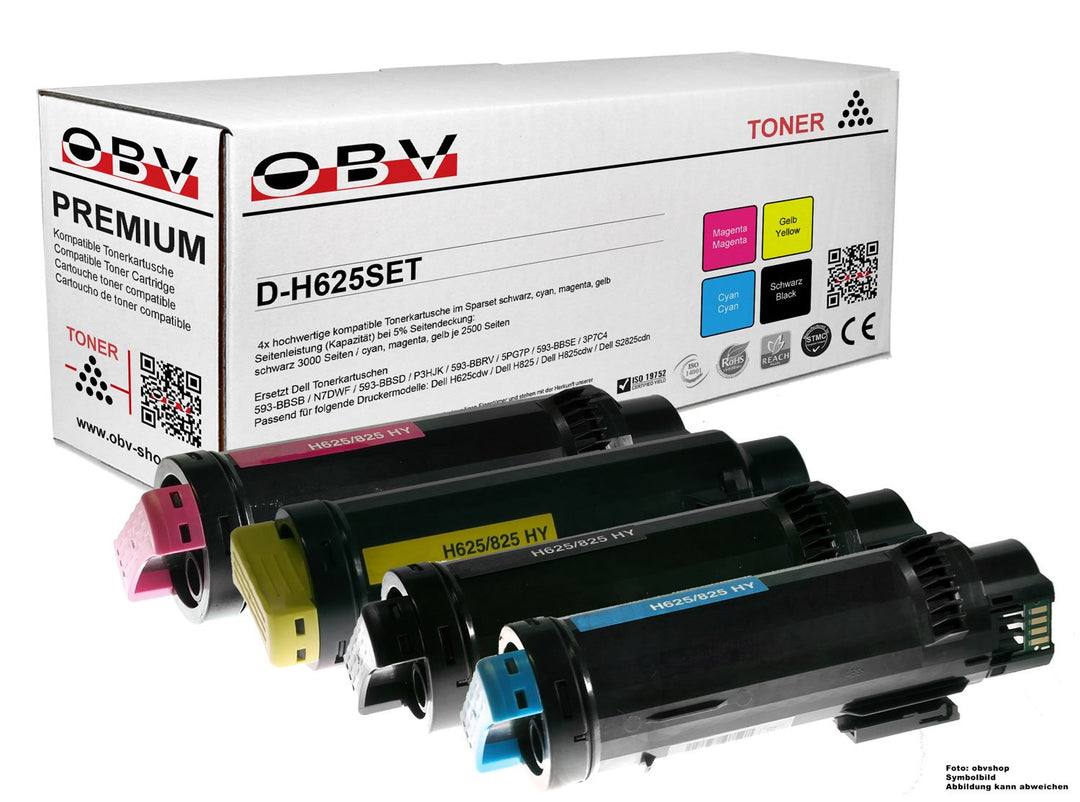 OBV 4X kompatibler Toner für Dell H625cdw H825 H825cdw S2825cdn schwarz Cyan Magenta gelb, schwarz c