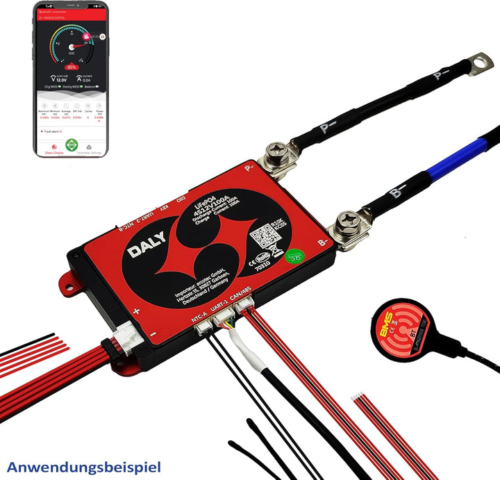 @tec DALY Smart BMS mit Bluetooth für 3.2V LiFePO4 Akkus 4S 8S 16S - Batterie Management System 12V