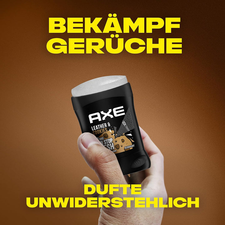 Axe Deodorant Stick Leather & Cookies Deo ohne Aluminium mit langanhaltendem Duft 6 Stück x 50 ml De